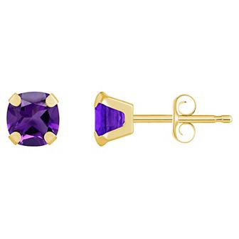 Celebration Gems 10k Gold Cushion Amethyst Stud Earrings