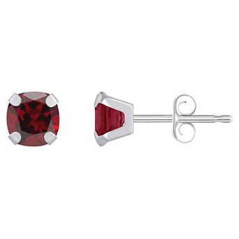 Celebration Gems 10k Gold Cushion Garnet Stud Earrings