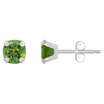 Celebration Gems 10k Gold Cushion Peridot Stud Earrings