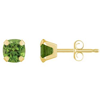Celebration Gems 10k Gold Cushion Peridot Stud Earrings
