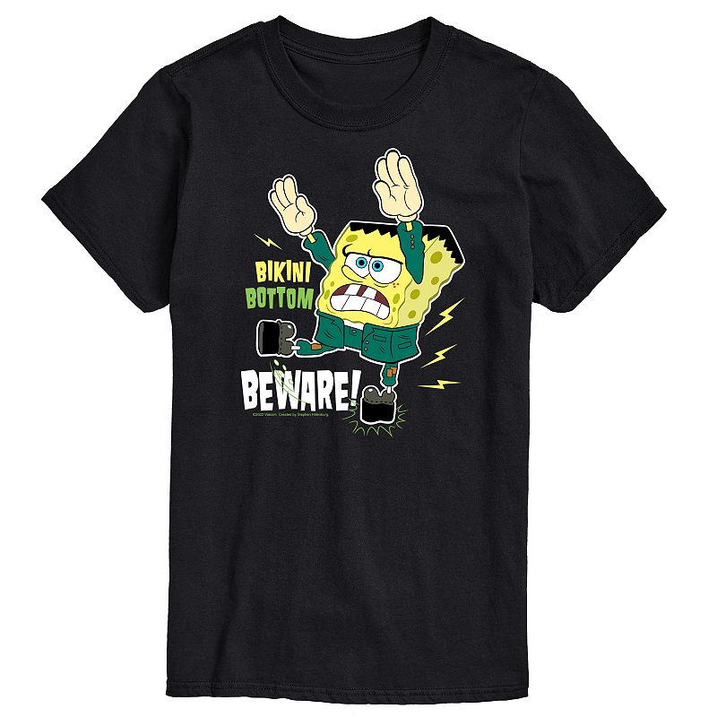 Men's SpongeBob SquarePants Bikini Bottom Beware Tee, Size: Large, Black