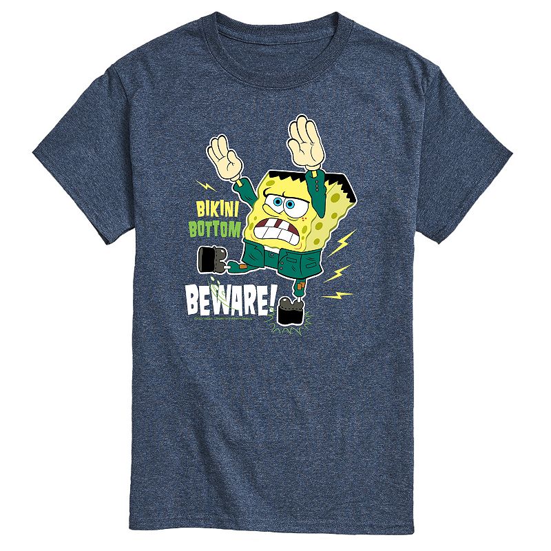 Men's SpongeBob SquarePants Bikini Bottom Beware Tee, Size: XXL, Blue