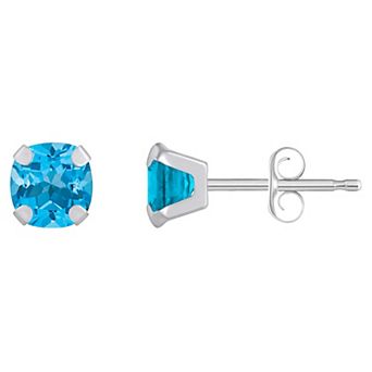 Celebration Gems 10k Gold Cushion Swiss Blue Topaz Stud Earrings