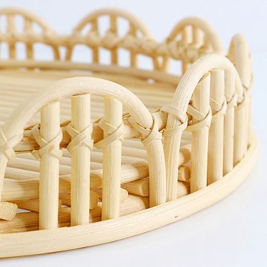 Sonoma Goods For Life Scalloped Rattan Decorative Tray Table Decor