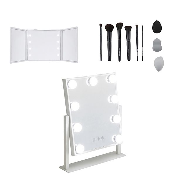 GloTech LED Mirror & Beauty Brush Set