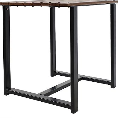 Sunnydaze 23.75 in European Chestnut Rectangular Patio Side Table - Brown