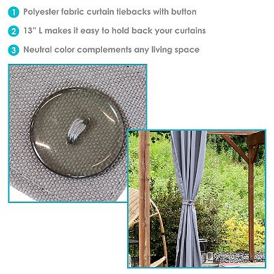 Sunnydaze Indoor/Outdoor Spun Polyester Curtain Tiebacks - Blue - Set of 2