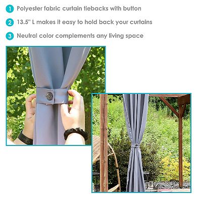 Sunnydaze Set of 4 Indoor/Outdoor Polyester Curtain Tiebacks