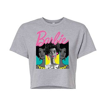Juniors' Barbie Photo Split Cropped Graphic Tee