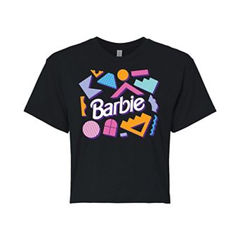 Juniors' Barbie Logo Shapes Cropped Graphic Tee