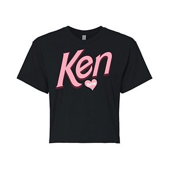 Juniors' Barbie Pink "Ken" Heart Cropped Graphic Tee