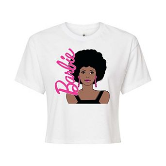 Juniors' Barbie Logo & Pose Cropped Graphic Tee