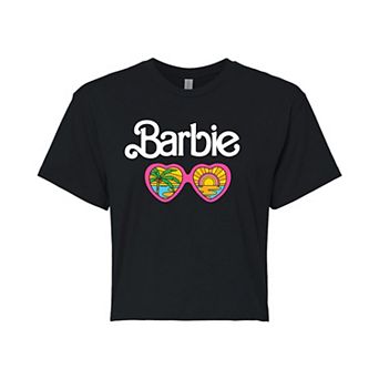 Juniors' Barbie Retro Logo Cropped Graphic Tee
