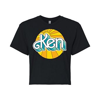 Juniors' Barbie Ken Sunburst Cropped Graphic Tee