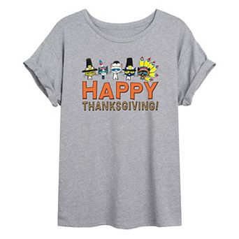Juniors' Pete The Cat "Happy Thanksgiving" Oversized Graphic Tee