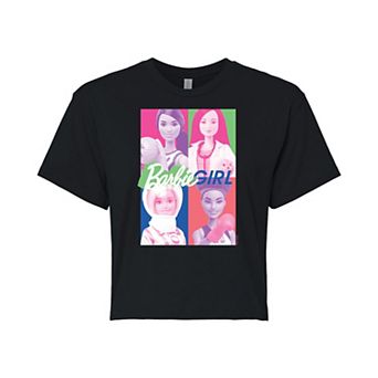 Juniors' Barbie "Barbie Girl" Career Grid Cropped Graphic Tee