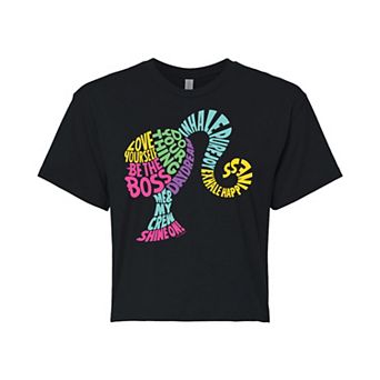 Juniors' Barbie Affirmation Silhouette Cropped Graphic Tee