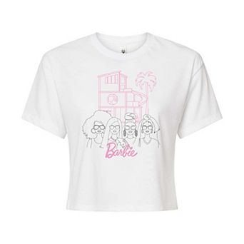 Juniors' Barbie Dreamhouse Group Shot Cropped Graphic Tee