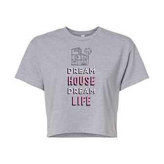 Juniors' Barbie "Dream House, Dream Life" Cropped Graphic Tee