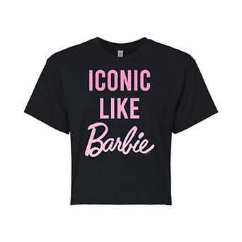 Juniors' Barbie "Iconic Like Barbie" Cropped Graphic Tee