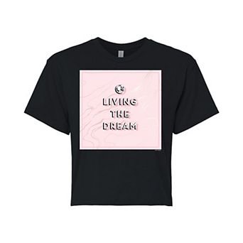 Juniors' Barbie "Living The Dream" Cropped Graphic Tee
