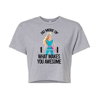 Juniors' Barbie "Awesome" Cropped Graphic Tee