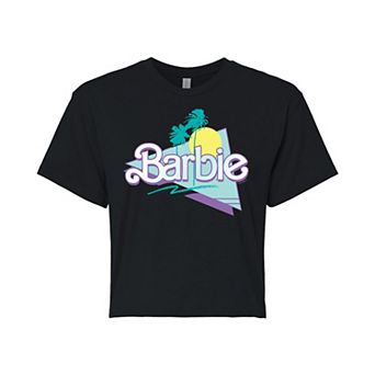 Juniors' Barbie 90s Logo Cropped Graphic Tee
