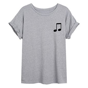 Juniors' Music Note Oversized Graphic Tee