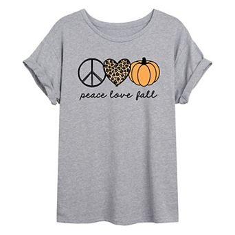 Juniors' "Peace, Love, Fall" Oversized Graphic Tee
