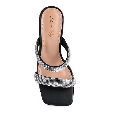 London Rag Dolls Diamante Women's Heeled Slide Sandals