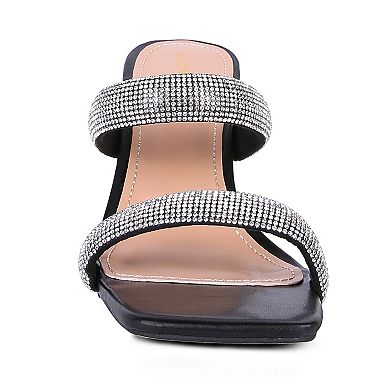 London Rag Dolls Diamante Women's Heeled Slide Sandals