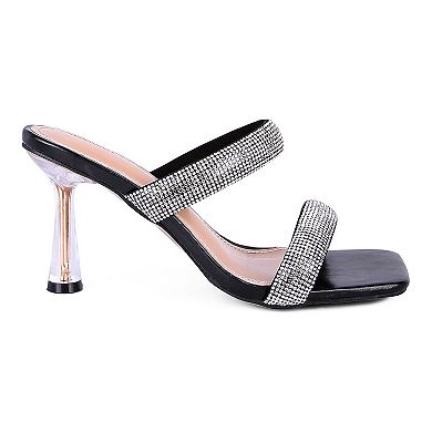 London Rag Dolls Diamante Women's Heeled Slide Sandals