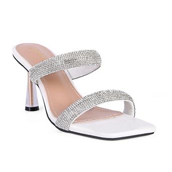 London Rag Dolls Diamante Women's Heeled Slide Sandals
