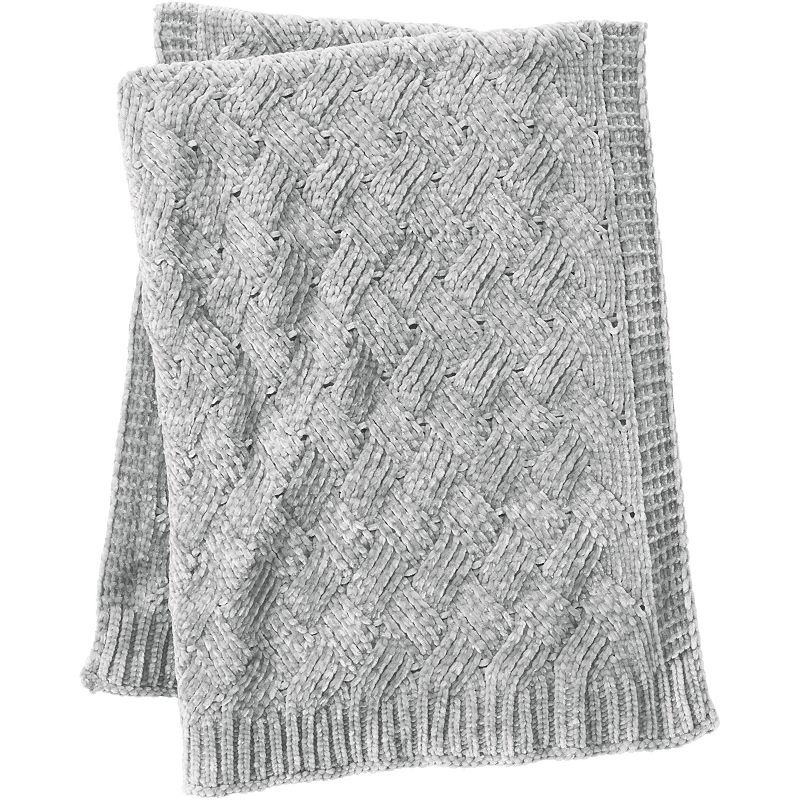 Lands End Chenille Throw Blanket, Dark Grey