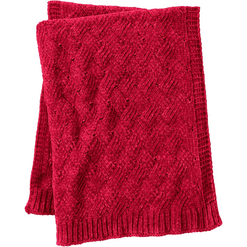 Lands End Chenille Throw Blanket, Red