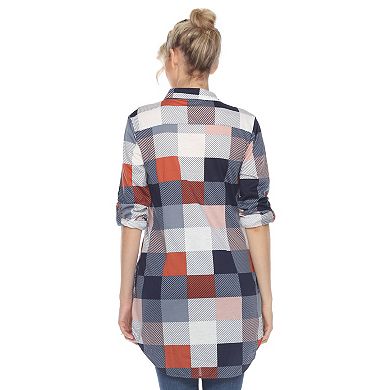 Women's White Mark Plaid Tunic Top