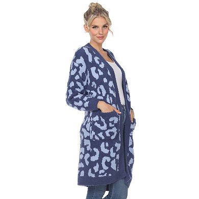 Women's White Mark Leopard Print Cardigan