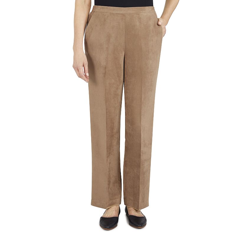 Womens Alfred Dunner Faux Suede Pull-On Straight-Leg Pants, Size: 16 Short
