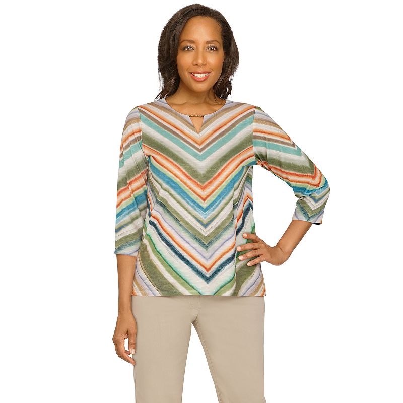 28237852 Womens Alfred Dunner Copper Canyon Splitneck Chevr sku 28237852