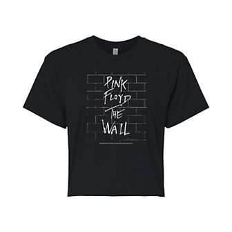 Juniors' Pink Floyd "The Wall" Black Brick Cropped Graphic Tee