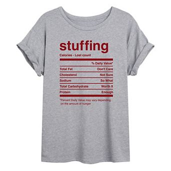 Juniors' "Stuffing Facts" Thanksgiving Oversized Graphic Tee