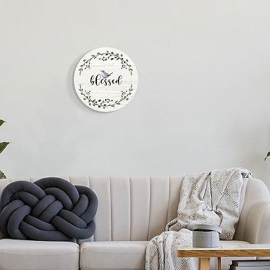 Stupell Home Decor Charming Blessed Phrase Blue Bird Wall Decor