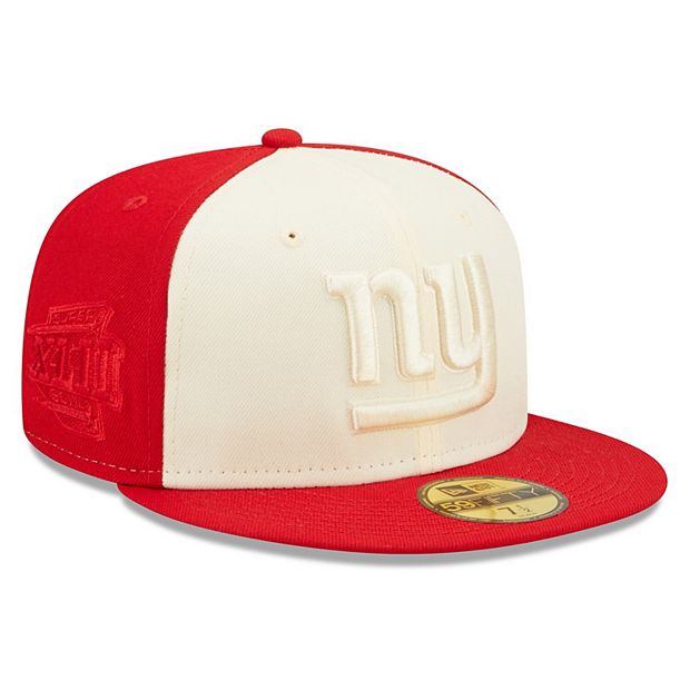 Men's New Era Cream/Red New York Giants Tonal Super Bowl XLII Side Patch  59FIFTY Fitted