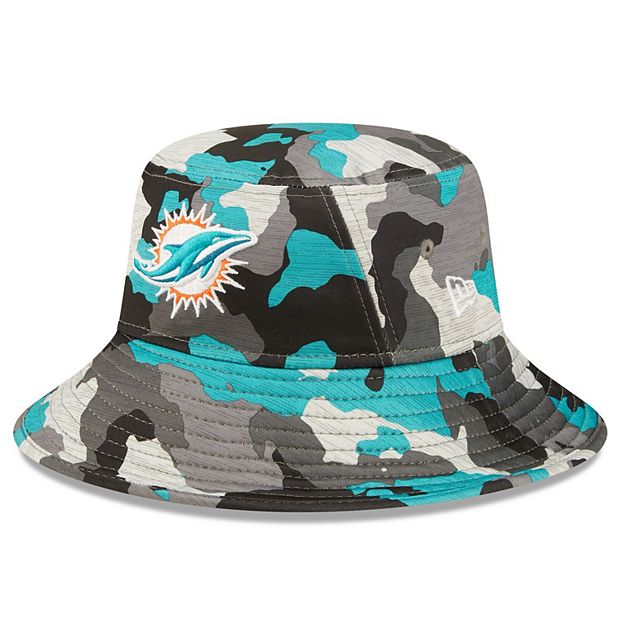 Mens Miami Dolphins New Era White Team Bucket Hat