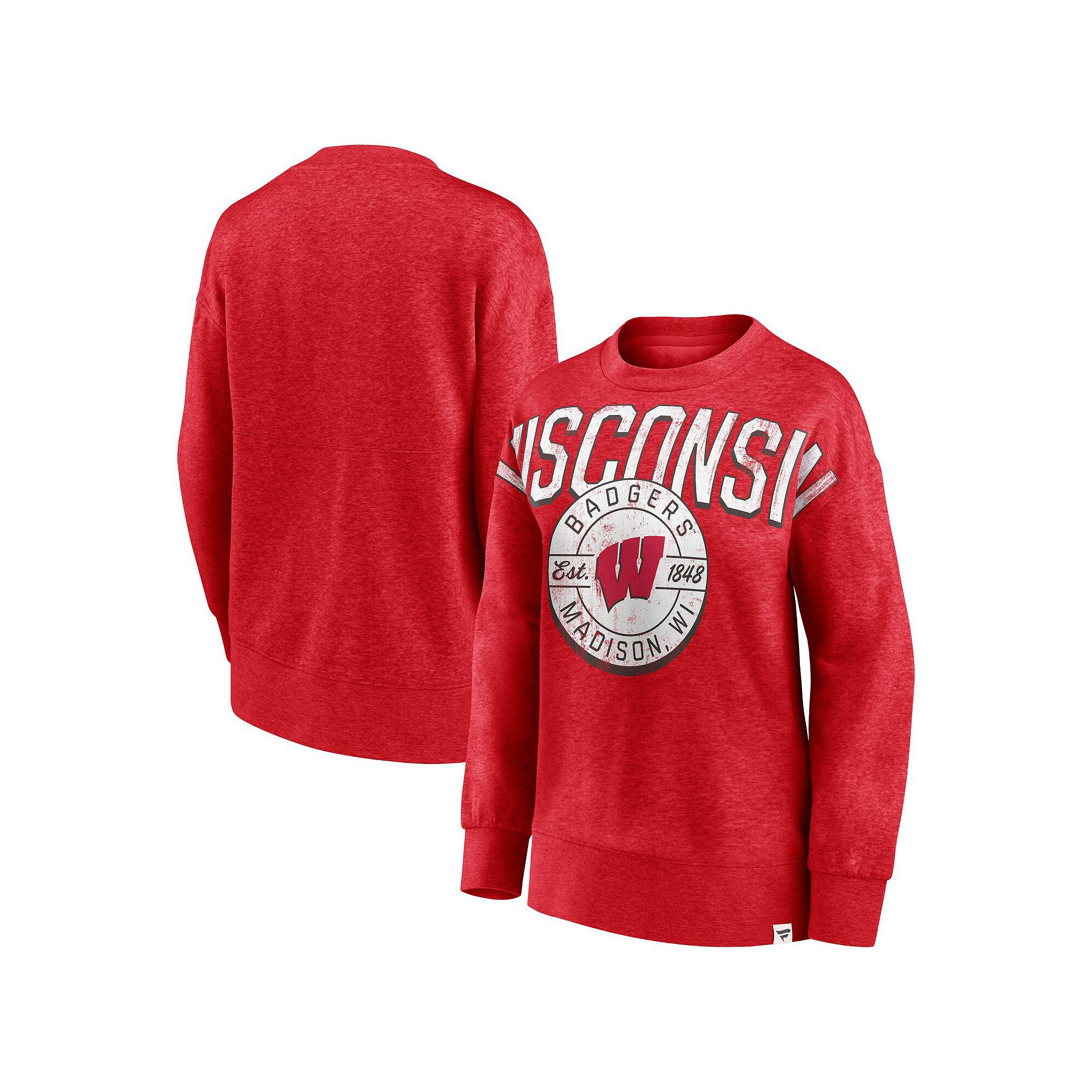 Womens Fanatics Branded Heathered Red Wisconsin Badgers Jump Distribution 