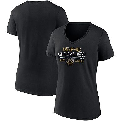 Women's Fanatics Branded Black Memphis Grizzlies Hometown Collection Grit Grind V-Neck T-Shirt