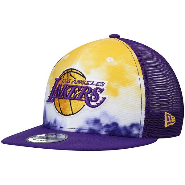 Men's New Era Purple Los Angeles Lakers Hazy Trucker 9FIFTY Snapback Hat