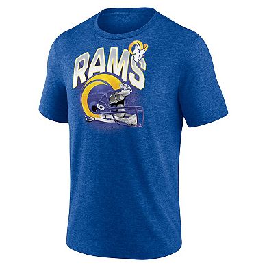 Men's Fanatics Branded Heathered Royal Los Angeles Rams End Around Tri-Blend T-Shirt