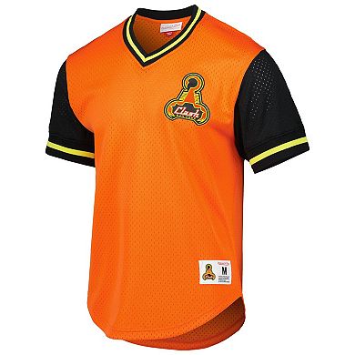 Men's Mitchell & Ness Orange San Jose Earthquakes Mesh V-Neck T-Shirt