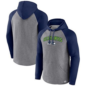 Men's Fanatics Branded Heathered Gray/College Navy Seattle Seahawks By Design Raglan Pullover Hoodie